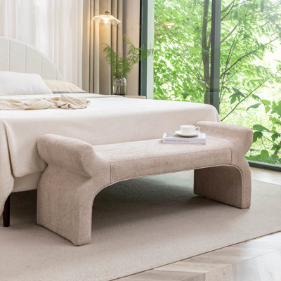 Wrought Studio™ Cleve Fabric Waterfall-like Bench
