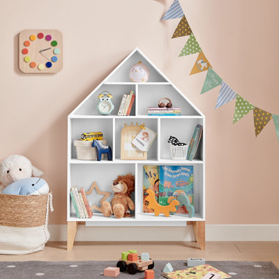 Abinabi Dollhouse 8-Compartment Kids Book Toy Display Freestanding Bookshelf with Beech Legs by Harper Orchard