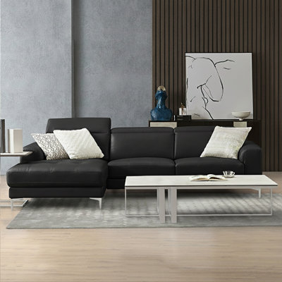 Beele Top Genuine Leather Sectional,Sectional Sofa,Hand Facing Chaise with Adjustable Headrest by Brayden Studio