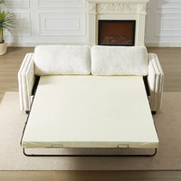 2-in-1 Sofa Bed Sleeper With Large Mattress, Convertible Sleeper Sofa with Memory Foam Mattress, 3-Seater Full Size Bed Couch for Living Rooms, Design by House of Hampton