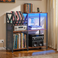 3 Tier Vinyl Record Storage Table, Turntable Stand with Solid Legs by 17 Stories