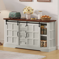 59" Farmhouse Sideboard Buffet Kitchen Cabinet with Storage, Sliding Barn Doors & Drawers by Gracie Oaks