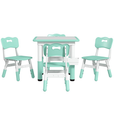 Harriet Bee 5 Pieces Kids Table And Chair Set, Height Adjustable Toddler Table And Chair Set, Activity Table And Chair Set With Storage, For Playroom, by Harriet Bee