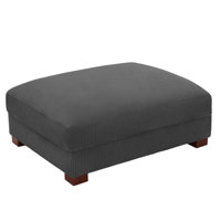 Maelina Upholstered Square Corduroy Ottoman with Solid Wood Legs, Single Ottoman Modular Part For Sectional Sofa by Ebern Designs