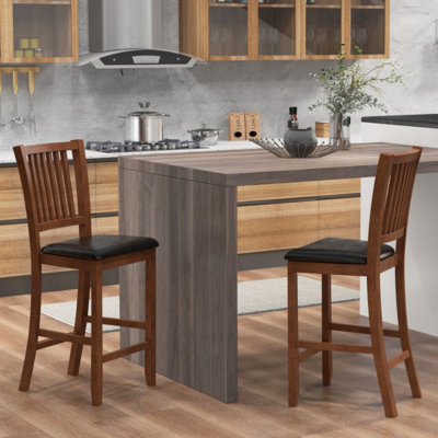 2-Piece Bar Chair Set Counter Height Bar Stool With Backrest by Lark Manor
