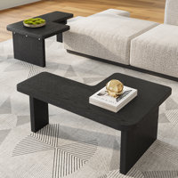 Mid Century Modern Wood Coffee table for livingroom, free adjustable Side Table, 2 Pieces by Ivy Bronx