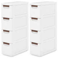Inbox Zero 2 Pcs 4-drawer Narrow Rolling Storage Cabinet With Pull Handles Built-in Wheels by Inbox Zero