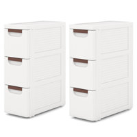 Inbox Zero 2 Pcs 3-drawer Narrow Rolling Storage Cabinet With Pull Handles Built-in Wheels by Inbox Zero