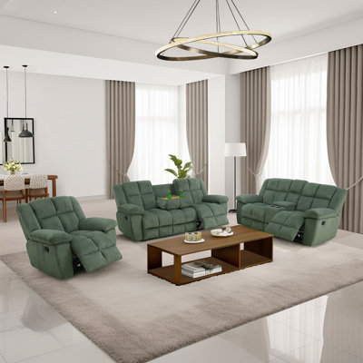 Mukaram- Corduroy 3-Piece Living Room Sofa Set