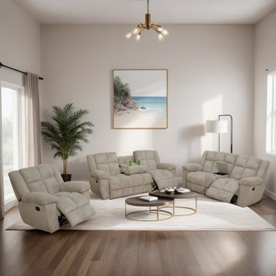 Mukaram- Corduroy 3-Piece Living Room Sofa Set
