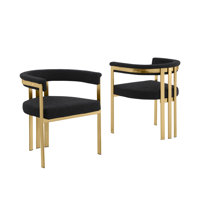 Boucle Fabric Side Chairs with Brushed Chrome Frame by Orren Ellis