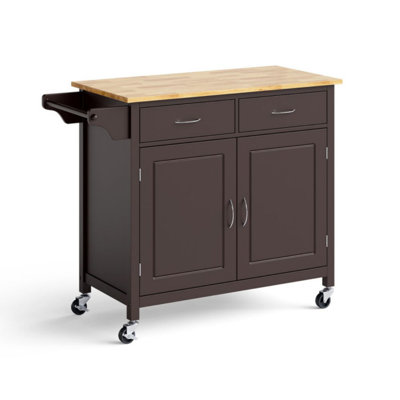 Modern Rolling Kitchen Cart Island With Wood Counter Top by Red Barrel Studio