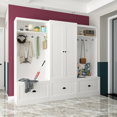Finneran 84" Wide Entry Hall Tree With 3 Drawers by Wildon Home