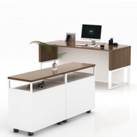 67” Wide L-Shaped Executive Desk With Bow Front Desk Mobile Filing Storage Cabinet And Bookcase by Inbox Zero
