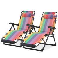 Outdoor Patio Zero Gravity Folding Lounge Chairs Folding Reclining Beach Lawn Loungers with Adjustable Headrest and Foot Pads