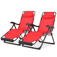 Outdoor Patio Zero Gravity Folding Lounge Chairs Folding Reclining Beach Lawn Loungers with Adjustable Headrest and Foot Pads by Arlmont & Co.