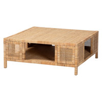 Belarmina Bali & Pari Kalimantan Bohemian Light Honey Rattan And Mahogany Wood Square Coffee Table by Bay Isle Home