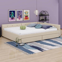 Queen Size Upholstered Platform Bed With USB And 2 Drawers by Latitude Run