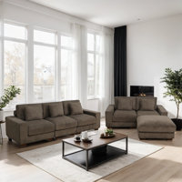6-Piece Premium Corduroy Reversible Living Room Modular Sectional Sofa Set With Ottoman by Latitude Run