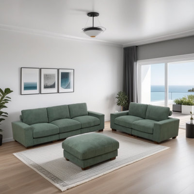 6-Piece Premium Corduroy Reversible Living Room Modular Sectional Sofa Set With Ottoman by Latitude Run