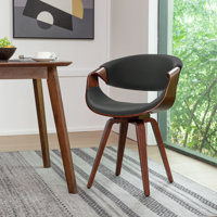 George Oliver Meir Faux Leather Dining Chair with Wooden Legs by George Oliver