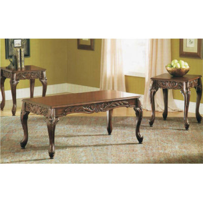 3Pc Dark Cherry Finish Coffee  And  End Table Set by Darby Home Co