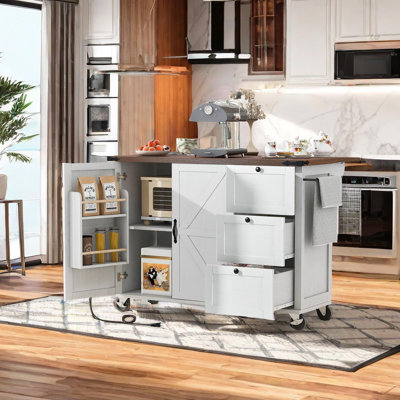 Aritzi Rolling Kitchen Cart with Manufactured Wood Top by Gracie Oaks