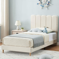Velvet Upholstered Platform Bed Frame With Headboard
