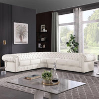 138" Chesterfield Handcrafted Top Grain Cow Genuine leather Sectional by Red Barrel Studio