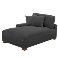 Milbrey Oversized Upholstered Corduroy Chaise Lounge with Armrests & Throw Pillows by Ebern Designs
