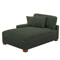 Milbrey Oversized Upholstered Corduroy Chaise Lounge with Armrests & Throw Pillows by Ebern Designs