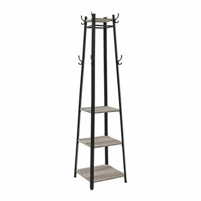 Industrial Style Coat Rack With 3-Tier Rustic Shelves And 8 Hooks, Free Standing by 17 Stories