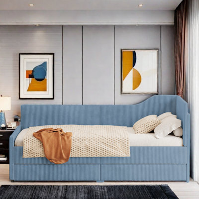 Ingatestone L-Shaped Corduroy Daybed with 2 Storage Drawers by Latitude Run