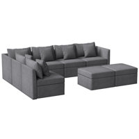 8 - Piece Upholstered Modular Sectional Sofa Convertible L Shaped Couch With Storage Ottoman by Latitude Run