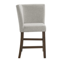 Winston Porter Dublyn Counter Corner Bench with Upholstered Back and Grey Fabric in Brown by Winston Porter