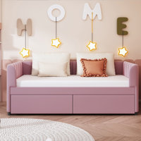 Krishana Twin Size Upholstered Daybed with Ergonomic Design Backrest and 2 Drawers by Hokku Designs