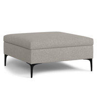Rebecca 36"W Upholstered Square Coffee Table Storage Ottoman with Lift-Top Lid