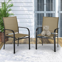 Metal Gombosi with Armrests and High Backrest Set of 2 by Winston Porter