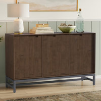 Banting 58"W Solid Wood Modern Industrial 3-Door Sideboard Buffet with Metal Frame and Legs by Simpli Home
