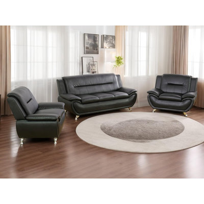 Ceitidh 3 - Piece Faux Leather Living Room Set by Wrought Studio