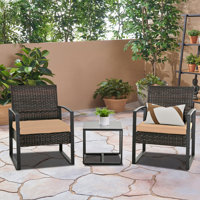 3 Piece Outdoor Patio Convensation Set, All-Weather Rattan Balcony Furniture Set by Winston Porter