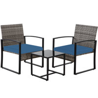 3 Piece Outdoor Patio Convensation Set, All-Weather Rattan Balcony Furniture Set by Winston Porter