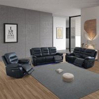 Royace 3-Piece Breathing Leather Living Room Power Recliner Sofa Set by Latitude Run