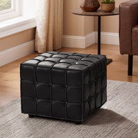 Genuine Leather Square Ottoman&Pouf