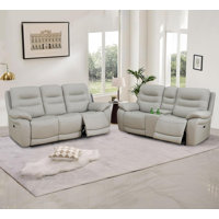 Pitzville 2-Piece Breathing Leather Living Room Power Recliner Sofa Set