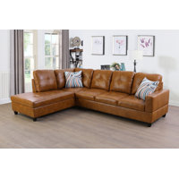 Delacourt 103.5" Wide Faux Leather Sofa & Chaise by Ebern Designs