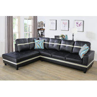 Delacourt 103.5" Wide Faux Leather Sofa & Chaise by Ebern Designs