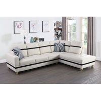 Delacourt 103.5" Wide Faux Leather Sofa & Chaise by Ebern Designs