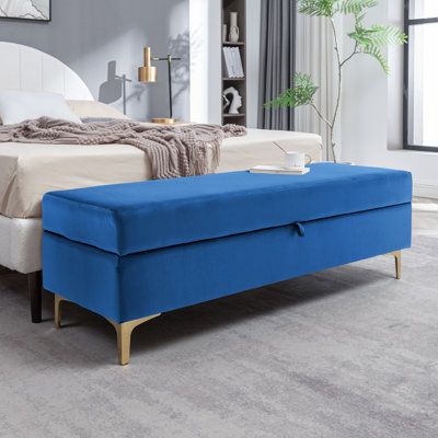 Mercer41 Issam Velvet Storage Bench with Gold Metal Legs by Mercer41
