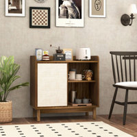 Buffet Sideboard Mid Century Floor Storage Cabinet With Sliding Door And Adjustable Shelves by Hokku Designs